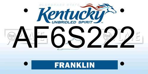 AF6S222 Kentucky License Plate