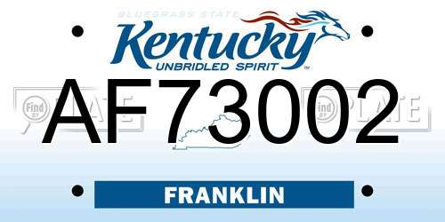 AF73002 Kentucky License Plate