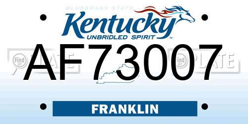 AF73007 Kentucky License Plate