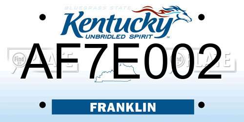 AF7E002 Kentucky License Plate