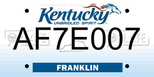 AF7E007 Kentucky License Plate