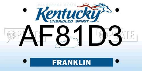 AF81D3 Kentucky License Plate