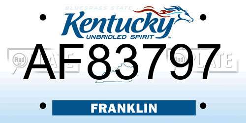 AF83797 Kentucky License Plate