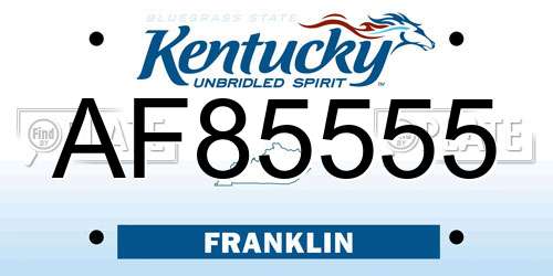 AF85555 Kentucky License Plate