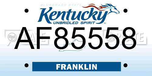 AF85558 Kentucky License Plate