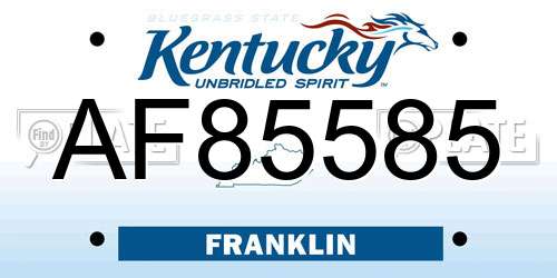 AF85585 Kentucky License Plate