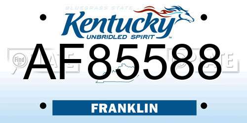 AF85588 Kentucky License Plate