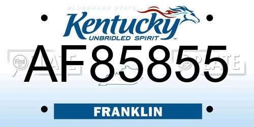 AF85855 Kentucky License Plate