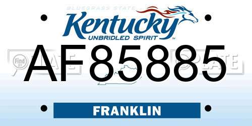AF85885 Kentucky License Plate