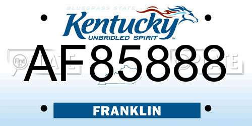 AF85888 Kentucky License Plate