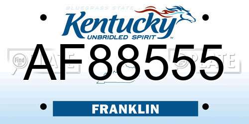 AF88555 Kentucky License Plate