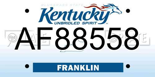 AF88558 Kentucky License Plate