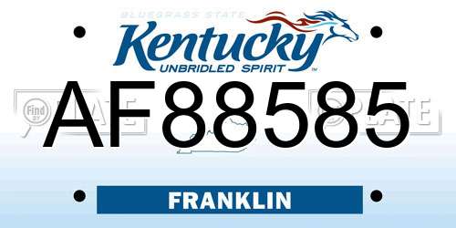 AF88585 Kentucky License Plate