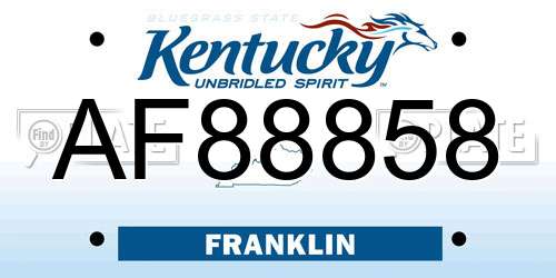 AF88858 Kentucky License Plate