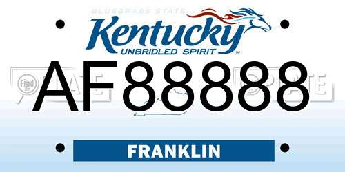 AF88888 Kentucky License Plate