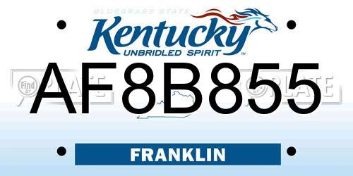 AF8B855 Kentucky License Plate