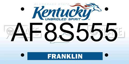 AF8S555 Kentucky License Plate