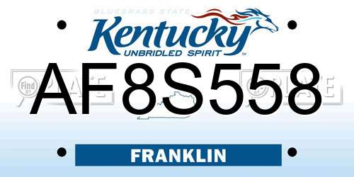 AF8S558 Kentucky License Plate