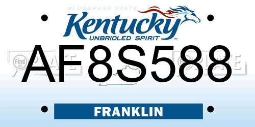 AF8S588 Kentucky License Plate