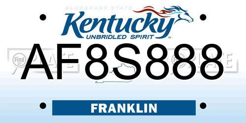 AF8S888 Kentucky License Plate