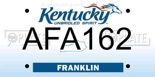 AFA162 Kentucky License Plate