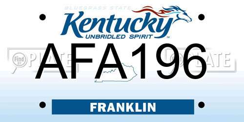 AFA196 Kentucky License Plate