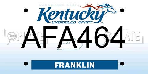 AFA464 Kentucky License Plate