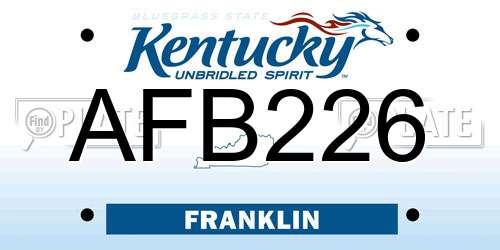 AFB226 Kentucky License Plate