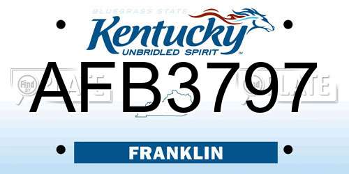 AFB3797 Kentucky License Plate