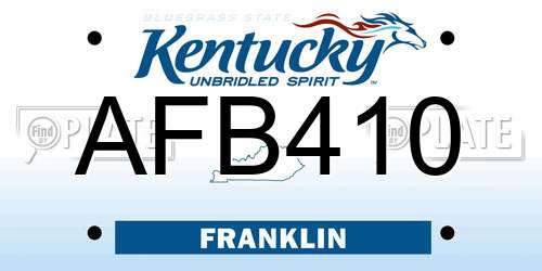 AFB410 Kentucky License Plate