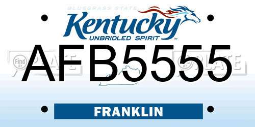 AFB5555 Kentucky License Plate