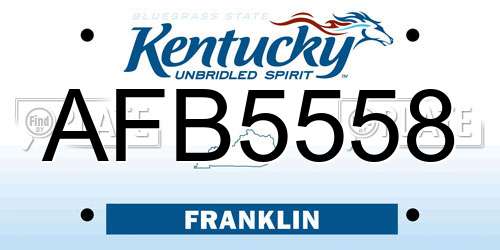 AFB5558 Kentucky License Plate