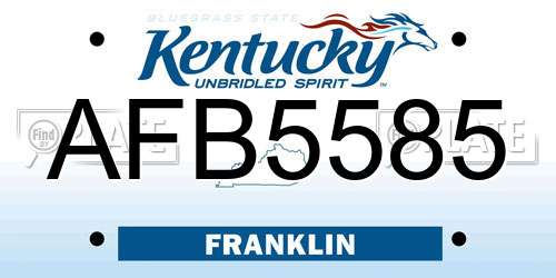 AFB5585 Kentucky License Plate
