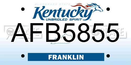 AFB5855 Kentucky License Plate