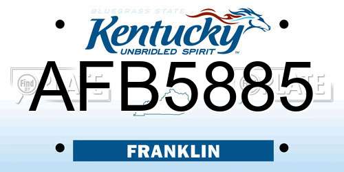 AFB5885 Kentucky License Plate