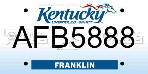 AFB5888 Kentucky License Plate