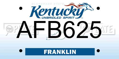 AFB625 Kentucky License Plate