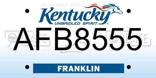 AFB8555 Kentucky License Plate