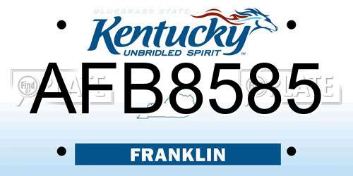 AFB8585 Kentucky License Plate