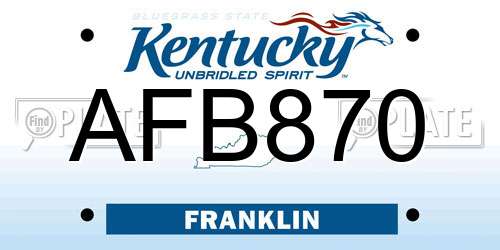AFB870 Kentucky License Plate