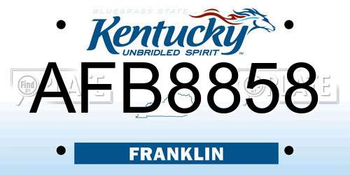 AFB8858 Kentucky License Plate
