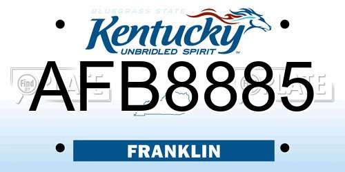 AFB8885 Kentucky License Plate