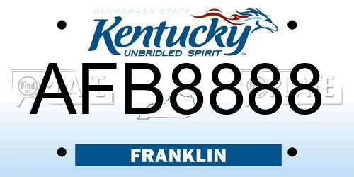 AFB8888 Kentucky License Plate
