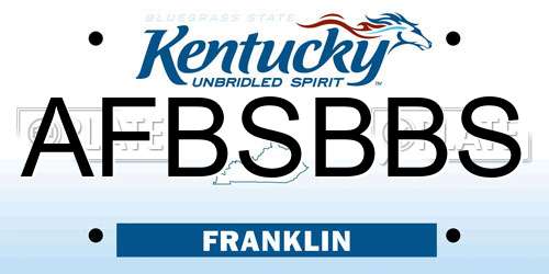 AFBSBBS Kentucky License Plate
