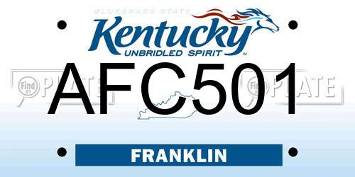 AFC501 Kentucky License Plate