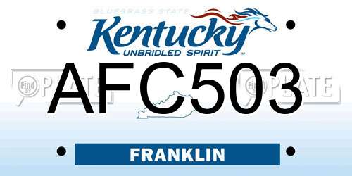 AFC503 Kentucky License Plate