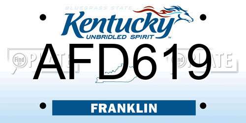 AFD619 Kentucky License Plate