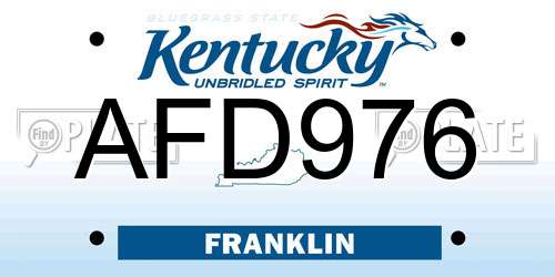AFD976 Kentucky License Plate