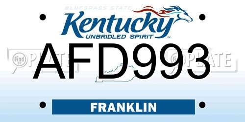 AFD993 Kentucky License Plate