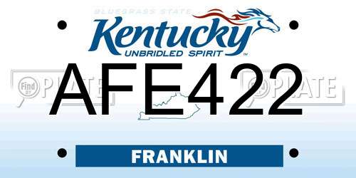 AFE422 Kentucky License Plate